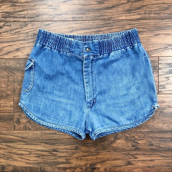 vintage • 70s high waisted denim shorts mini booty super high rise 1970s retro - Picture 2 of 8